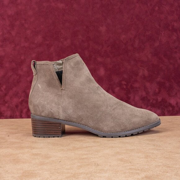 Blondo Women Sawyer Taupe Suede Waterproof Ankle Zip Lug Boots sz 12 - Picture 4 of 9